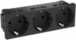 Socket 0&deg;, 3-gang, 250V, 16A black, STD-D0N SWGR3 6119762 | 4012197482367