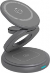 Raidsonic 3 in 1 foldable magnetic charging stand for mobile phone, earpods and smartwatch, Aluminium | Icy Box IB-SH101-CH IB-SH101-CH | 4250078174325