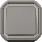 PLEXO 2 GANG 2-WAY SWITCH OR 2 GANG PUSH BUTTON - GREY - FLUSH 069815L | 3414971883284