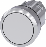 Pushbutton, 22 mm, round, metal, shiny, white, pushbutton, flat momentary contact type 3SU1050-0AB60-0AA0 | 4011209964822