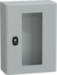 Wall mounted steel enclosure, PanelSeT S3D, transparent door, without mounting plate, 400x300x150mm, NSYS3D4315T | 3606480159619