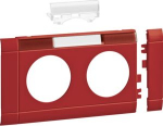 Frontplate 2-gang socket outlet for 80mm lid with LF stackable hfr red GB080213020 | 4012740909792