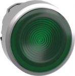Green flush illuminated pushbutton head &Oslash;22 spring return for integral LED. range of product: Harmony XB4 - device short name: ZB4 - product compatibility: integral LED - mounting diameter: 22 mm - operator additional information: with grooved lens - ...