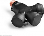 PRO rubber, black triple adapter with cover 3x 2P+E 16A 250V IP54 ARC250BL | 4752255029003