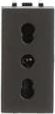 Color: Anthracite.   Rated voltage: 250 Vac   Rated current: 16/10A   Type L: 2P + E / P17/11   Shuttered for child safety   Screw terminals   Size: 1 module. 2CLA213300N1801 | 8427238080406