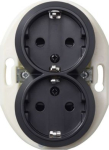 Renova - double socket outlet - 2P + E - 2-circuits - 16 A - 250 V - black WDE011326 | 3606480698293