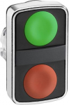 Green flush/red flush double-headed pushbutton &Oslash;22 unmarked. range of product: Harmony XB4 - device short name: ZB4 - mounting diameter: 22 mm - operator profile: 2 flush pushbuttons - operators description: green unmarked - red unmarked. ZB4BA7340 | ...
