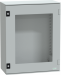 Wall mounted polyester enclosure, Thalassa PLM, glazed door, 530x430x200mm, IP66, IK08, RAL 7035 NSYPLM54TG | 3606480776601