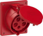 CEE-flanged socket 5x32A(3P+N+PE) 6h IP44/IP54 92x100 sloping red 425-6F9 | 9003399130724