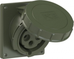 CEE-flanged socket 3x32A(2P+PE) 6h IP67 92x100 sloping green 4232-6.U | 9003399489129