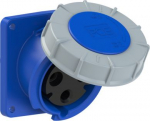 CEE-flanged socket 3x63A(2P+PE) 6h IP67 106x110 sloping blue POWER TWIST 433-6FD | 9003399199691