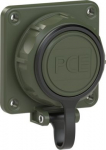Flanged SCHUKO socket with cover band 3x16A, 250V, 75x75 IP68, green Nautilus French 20351-8UC | 9003399277221