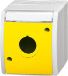 As housing for pilot devices with a diameter of 22.5 mm.   Such as ABB Compact range emergency stop push buttons, push buttons, signal lights, selector switches.   Extra large installation depth   With yellow cover (Similar to RAL 1018) 2CKA001724A42 ...