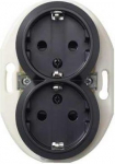 Double socket outlet, black Renova 1831187