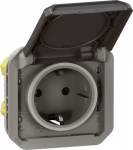PLEXO GERMAN STD SOCKET OUTLET WITH AUTO TERMINALS VDE - ANTHRACITE - MECHANISM 069871L | 3414971884175