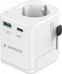 Gembird Grounded universal travel power adapter, 20 W | TPA-EU1A1C20-01-W TPA-EU1A1C20-01-W | 8716309134972