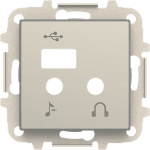 Color: Stainless Steel   Cover plate for I/O + USB + Bluetooth module code: 9368.3   Included: cover plate and mounting grid   Without fixing claws 2CLA856830A1401 | 8427238136202