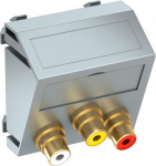 Media adapteris audio/video 3x vietīgs, rozete-rozete 45x45mm, PC, alumīnija lakots 6105204 | 4012195899822