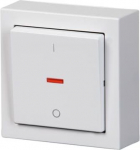 Surface mounting switch with screwless terminals. The terminals are for max 2 solid or rigid wires. Including switch insert, rocker, surface mounting frame and bottom. 2TKA00001840 | 6438199003474