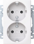 302EUC-916 double socket outlet, without frame,  White,Saga 2TKA00004879 | 6438199009667