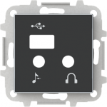 Color: Soft Black   Cover plate for I/O + USB + Bluetooth module code: 9368.3   Included: cover plate and mounting grid   Without fixing claws 2CLA856830A1501 | 8427238136219