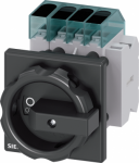 Load disconnector 3LD3, Iu 40 A Main switch 3-pole + N Rated operating capacity at AC-23 A at 400 V 15.0 kW Front plate mounting Basic switch with Central hole mounting 22.5mm Toggle drive black 66x66 mm with auxiliary switch 1OE + 1S The 3LD main an ...