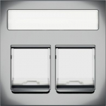 Central plate, New Unica, 2xRJ45, DPM, 2m, straight, shutter, anthracite NU942254 | 3606481464286