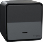 Switch, Mureva Styl, complete product, 1-pole 2-way, electromechanical, 10AX, LED, IP55, grey MUR35024 | 3606480789137