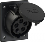 CEE-flanged socket 5x16A(3P+N+PE) 7h IP44/IP54 80x97 sloping black 415-7 | 9003399654381