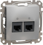 2xRJ45 data outlet CAT6A UTP, aluminium Sedna Design SDD113467 | 3606481466860