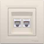 Data outlet 2xRJ45 CAT6 UTP, with frame, cream, Asfora EPH4800123 | 3606480527043