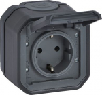 PLEXO GERMAN STANDARD SOCKET OUTLET WITH AUTO TERMINALS VDE - ANTHR - SURFACE 069799L | 3414972110587