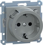 Schneider Electric Merten System M socket outlet 232860 is a mechanism with central plate in color aluminium. This socket outlet belongs to M-Arc, M-Elegance, M-Plan, M-Plan glass, M-Smart, M-Star, System M aesthetic group. The outlet pole configurat ...