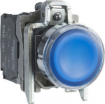 Illuminated push button, Harmony XB4, metal, blue flush, 22mm, universal LED, plain lens, 1NO + 1NC, XB4BW36G5 | 3389110119763