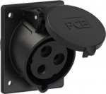 CEE-flanged socket 3x32A(2P+PE) 7h IP44 80x97 sloping black 423-7 | 9003399700699