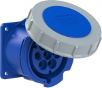 CEE flanged socket 7x32A (6P+PE) IP66/IP67 9h, blue 75x75 3272-9V | 9003399439285