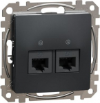 2xRJ45 data outlet CAT6A UTP, anthracite Sedna Design SDD114467 | 3606481467287