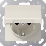 Socket outlet with hinged lid, 16A/250V, IP44, beige, AS500 AS1520KL | 4011377059252