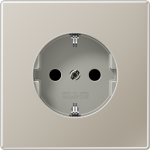 Metal socket outlet 16A/250V, grounded, with child protection, screwless, stainless steel, LS ES1520KI | 4011377063099