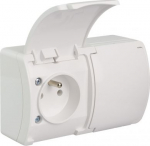 VG-162-01 Koala Gniazdo podw&oacute;jne z uziemieniem (2x2P+Z) n/t IP44 białe z klapką białą 61.380 | 5901769016064