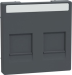 Cover plate 2-gang, for modular jack connector, black, Merten System M MEG4564-0403 | 4042811247126