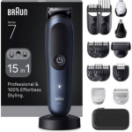 Braun Hair Trimmer | All-in-One Series 7 AIO7580 | Cordless | Wet & Dry | Number of length steps 14 | Blue/Black AIO7580 | 8700216429023