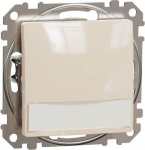 Push-Button, Sedna Design & Elements, 1-way, 12V, 10A, with blue locator and label holder, beige SDD112143L | 3606481478917