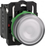 Illuminated push button, Harmony XB5, plastic, flush, white, 22mm, universal LED, plain lens, 1NO + XB5AW31G5 | 3389110904017