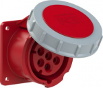 CEE flanged socket 7x16A (6P+PE) IP66/IP67 6h, red 75x75 3172-6V | 9003399331145