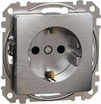 Socket outlet, grounded, with screw, brushed aluminium Sedna Elements SDD170022 | 3606481480361