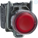Red flush complete illum pushbutton &Oslash;22 spring return 1NO+1NC 220...240V. range of product: Harmony XB4 - device short name: XB4 - fixing collar material: zamak - mounting diameter: 22 mm - operator additional information: with plain lens - contacts  ...