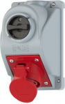Wall socket outlet 5x16A (3P+N+PE) IP44, COMBO-POL, with ON/OFF switch red 96061550 | 9003399566394
