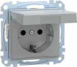 Socket with cover IP44, aluminium, Merten System M MEG2314-0460 | 4042811139872