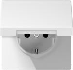 Socket outlet with hinged lid, 16A/250V, grounded, screwless, IP44, white, LS LS1520BFKLWW | 4011377131323